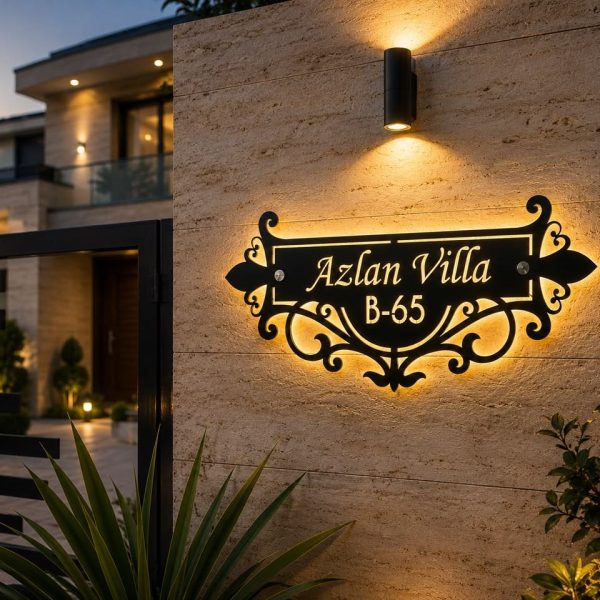 Modern Illuminated Outdoor Plaque